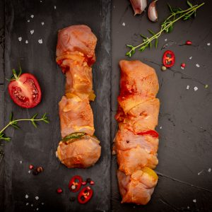 Varkens Shaslick per 2 stuks verpakt.