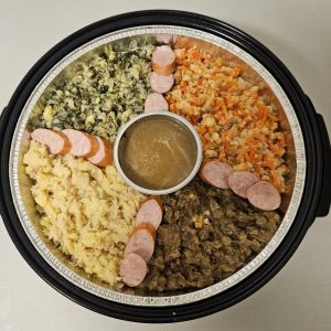 Smulpan met 3 soorten stampot en Hachee.