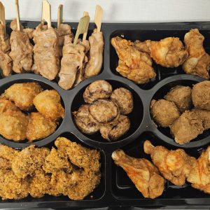 Hapjesschaal met kippeling voor magnetron 4 personen.